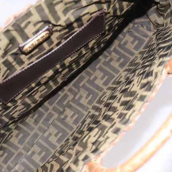 FENDI Straw Hand Bag Raffia Brown Auth mr1096